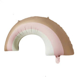 Pastel pink and cream rainbow shaped foil balloon for birthday and baby shower party decoration from Funzoop