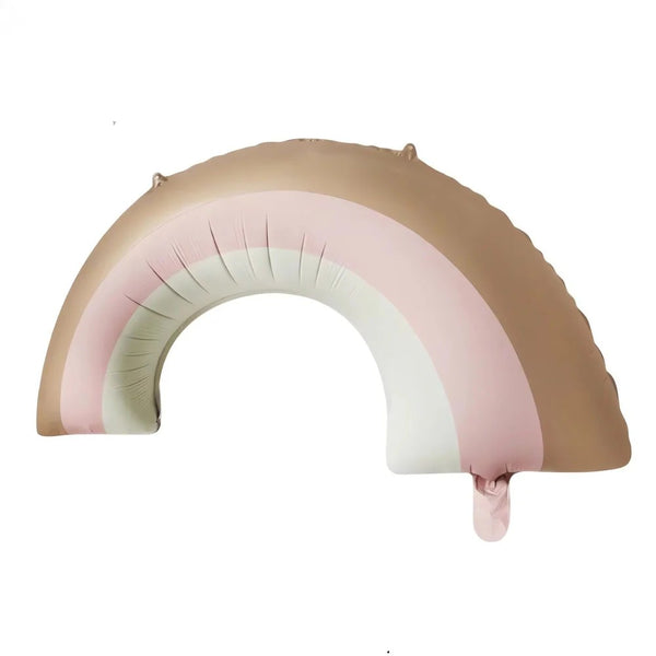 Pastel pink and cream rainbow shaped foil balloon for birthday and baby shower party decoration from Funzoop