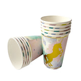 Pastel unicorn disposable paper cups for birthday party table decoration from Funzoop The Party Shop