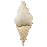 Pastel vanilla soft serve ice cream cone shaped foil balloon in cream and beige for birthday party decoration from Funzoop