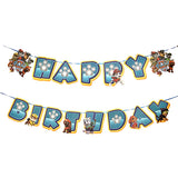 Paw Patrol happy birthday wall banner decoration with colorful rescue pup character graphics and birthday lettering from Funzoop The Party Shop