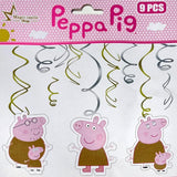 Peppa Pig theme hanging swirl decorations with character cutouts for birthday party décor from Funzoop The Party Shop