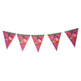 Peppa Pig theme happy birthday wall banner decoration with colorful cartoon character graphics and birthday lettering from Funzoop The Party Shop