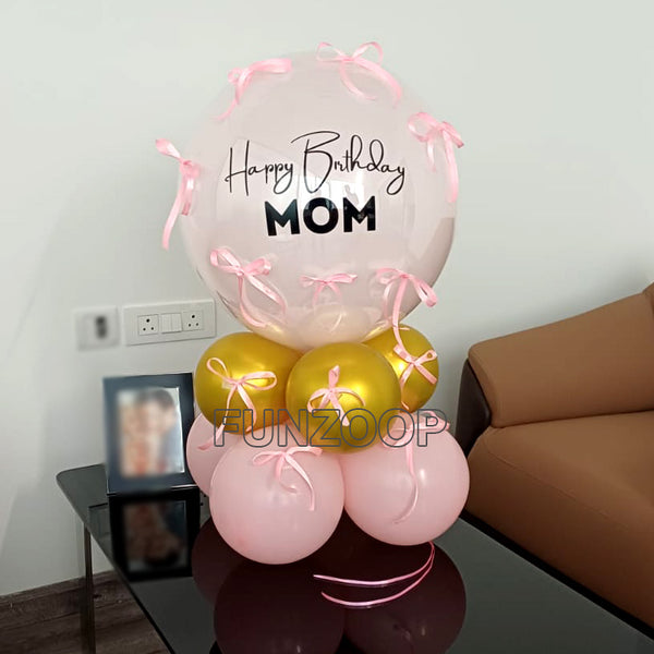 Personalised Birthday Mom Bubble Balloon Stand by Funzoop, Gurgaon