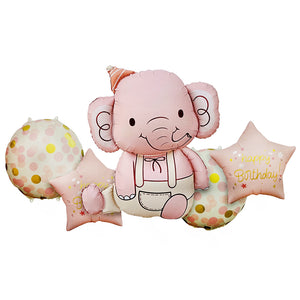 Cute Elephant 5 in 1 Foil Balloons - Pink