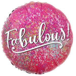 Fabulous Celebration Foil Balloon, Pink, 18 Inch shown as a product reference for themed parties and celebration displays, with its themed design visible.