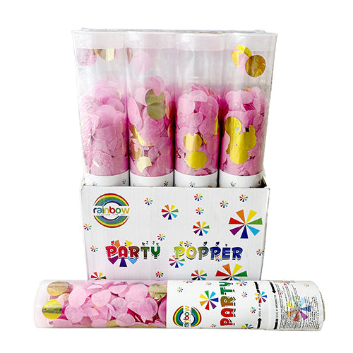 Pink and gold metallic confetti party popper