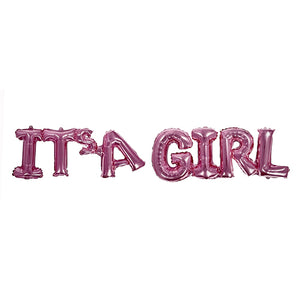 Its A GIRL CAPITAL Letters Foil Banner - Pink