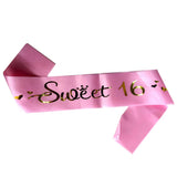 Pink Sweet Sixteen satin party sash for birthday celebrations from Funzoop The Party Shop