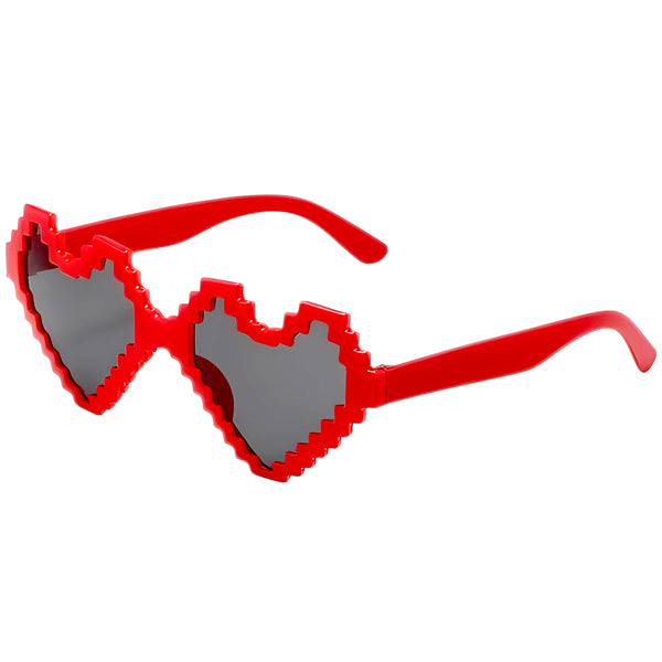 Pixel heart party goggles with stepped frame alternate view