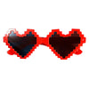 Red pixel heart party goggles with dark-tinted lenses front view