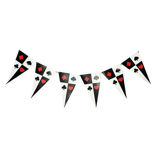 Poker casino theme party pennant wall banner decoration with playing card graphics and casino-inspired party design from Funzoop The Party Shop