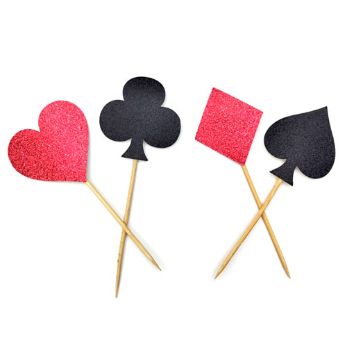 Casino and poker-themed paper cupcake toppers
