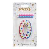 Colorful number birthday candle with playful polka dot design from Funzoop The Party Shop