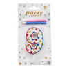Polka Dot Wax Number Cake Candle with 2 Spiral Candles, digit 9