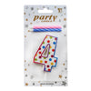 Polka Dot Wax Number Cake Candle with 2 Spiral Candles, digit 4