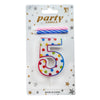 Polka Dot Wax Number Cake Candle with 2 Spiral Candles, digit 5
