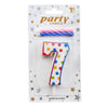 Polka Dot Wax Number Cake Candle with 2 Spiral Candles, digit 7
