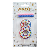 Polka Dot Wax Number Cake Candle with 2 Spiral Candles, digit 8