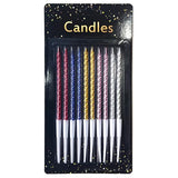 Premium long stick twisted cake candles with elegant chrome finish from Funzoop The Party Shop