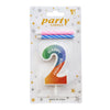 Rainbow Gradient Number Cake Candle, digit 2