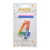 Rainbow Gradient Number Cake Candle, digit 4