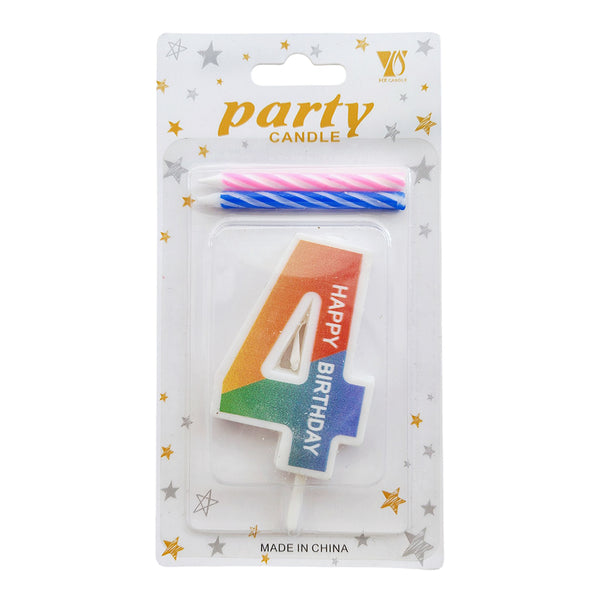 Rainbow Gradient Number Cake Candle, digit 4