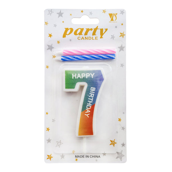 Rainbow Gradient Number Cake Candle, digit 7