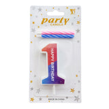 Multicolor rainbow number birthday candle for colorful cake decorations from Funzoop The Party Shop