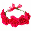 Rose floral tiara with fabric flowers front view