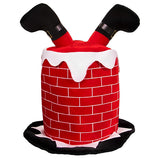 Christmas novelty hat featuring Santa stuck inside a chimney design from Funzoop The Party Shop