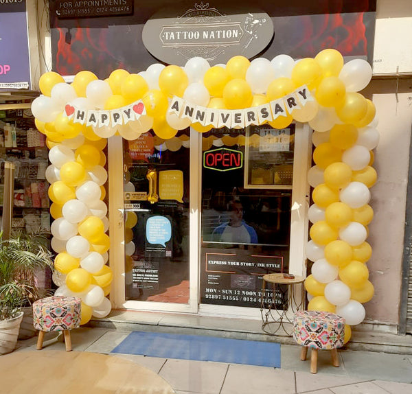 Tattoo Studio Anniversary Balloon Arch in Gurgaon