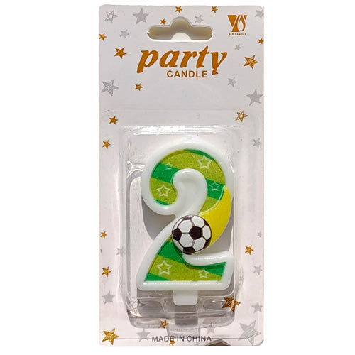 Football Wax Number Cake Candle, Digits 0-9, TWO(2)