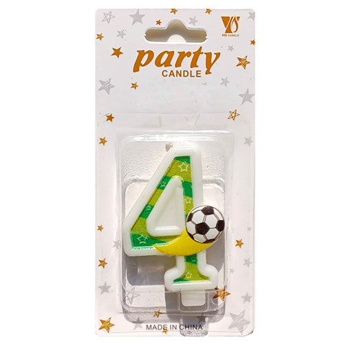 Football Wax Number Cake Candle, Digits 0-9, FOUR (4)