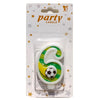 Football Wax Number Cake Candle, Digits 0-9, SIX (6)