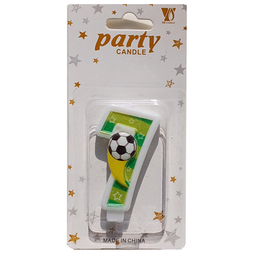 Football Wax Number Cake Candle, Digits 0-9, SEVEN (7)