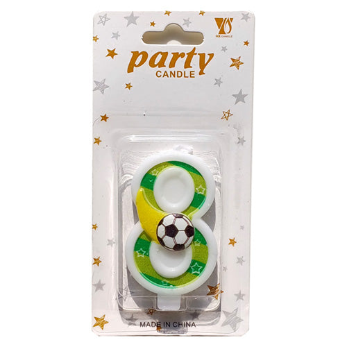 Football Wax Number Cake Candle, Digits 0-9, EIGHT (8)