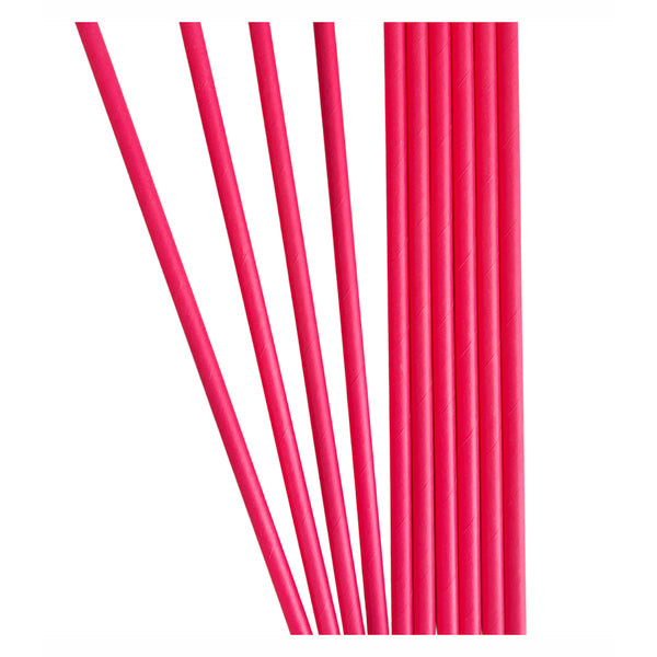 Pink paper drinking straws shown grouped against a white background, providing a solid colour accent for coordinated party drinks.
