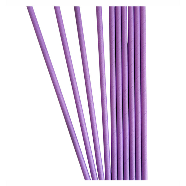 Purple paper drinking straws shown grouped against a white background, providing a solid colour accent for coordinated party drinks.