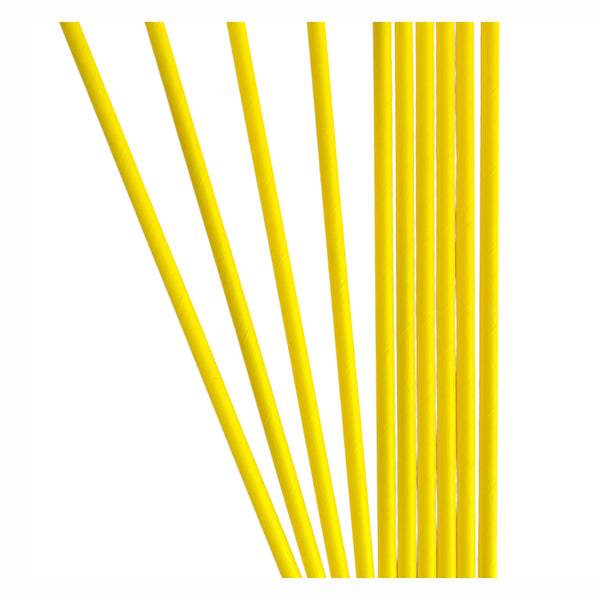Yellow paper drinking straws shown grouped against a white background, providing a solid colour accent for coordinated party drinks.