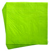 Stack of green paper party napkins shown folded with a plain design for nature inspired birthday tables and coordinated serving areas.
