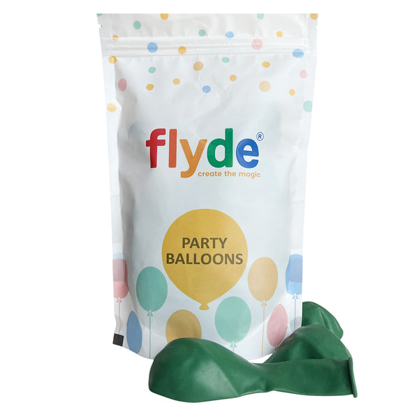Standard Avocado Green latex balloons product packaging, showing the colour range supplied for twelve-inch party balloons used in supported displays or celebration decorations.