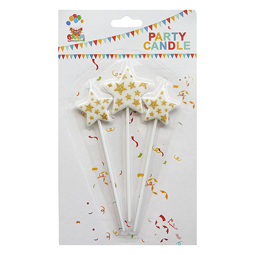 Black and silver star-shaped wax cake candles