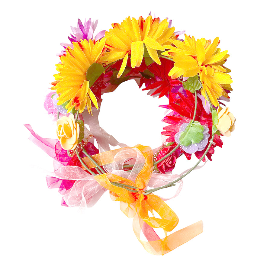 Sunflower floral tiara detail view