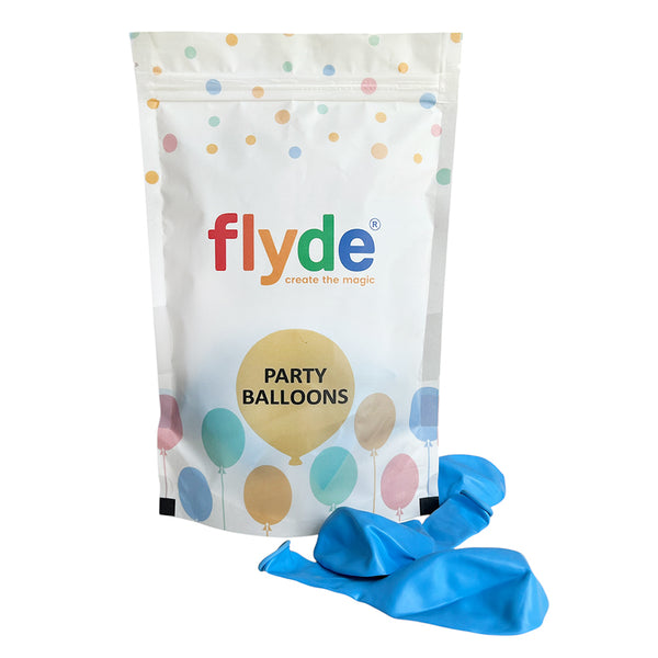 Sweet Pastel Blue latex balloons product packaging, showing the colour range supplied for twelve-inch party balloons used in supported displays or celebration decorations.