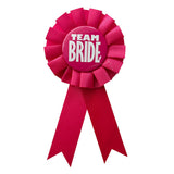 Team Bride rosette badge with decorative ribbon tails for bridal party celebrations from Funzoop The Party Shop