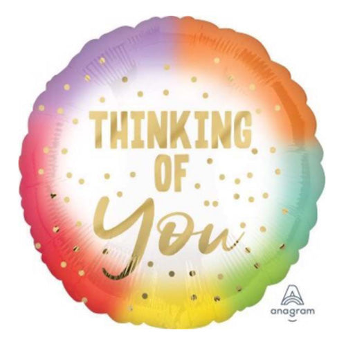Thinking of You Ombre Foil Balloon shown as a product reference for thank-you gifts and appreciation occasions, with its themed design visible.