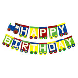 Train theme Happy Birthday EVA wall banner hanging decoration with railway-inspired artwork for kids birthday celebration from Funzoop The Party Shop