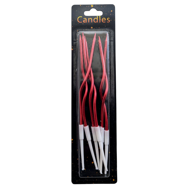 Twisted Spiral Wax Cake Candles, Red