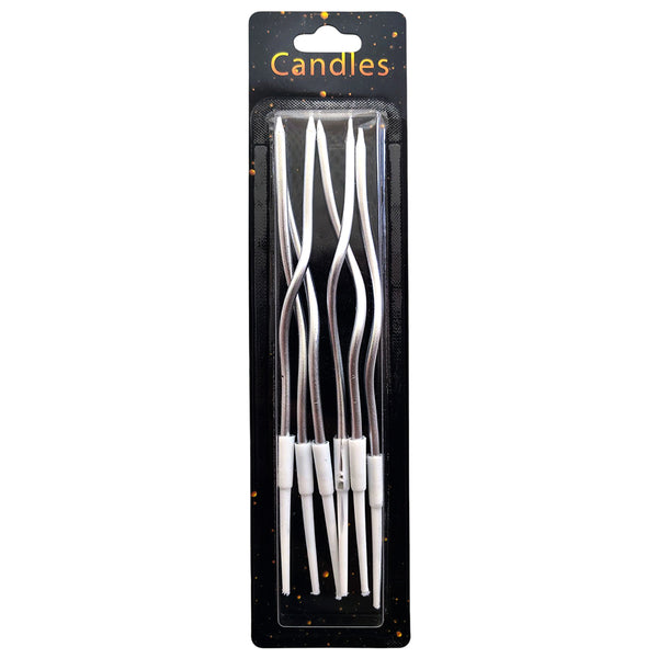 Twisted Spiral Wax Cake Candles, Silver